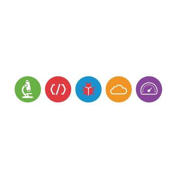 Development Lifecycle Icons Set in Colorful Circle Frames vector