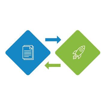 Document rocket launch process flow vector