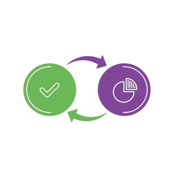 circular flujo de trabajo y datos análisis con marca de verificación icono vector