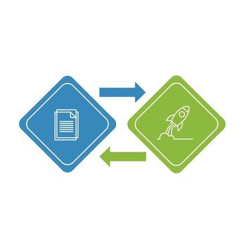 Document OR rocket launch process flow vector