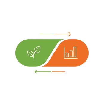 crecimiento y desarrollo concepto con hoja y bar gráfico vector