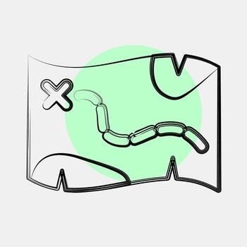 Icon map. Pirates theme elements. Icon in color spot style. vector