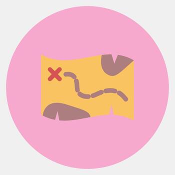 Icon map. Pirates theme elements. Icon in color mate style. vector