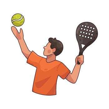 hombre jugando padel con raqueta y pelota vector