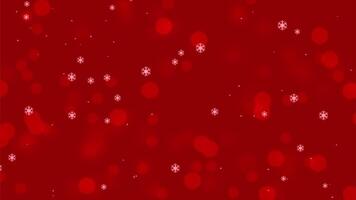 rosso Natale bokeh e i fiocchi di neve sfondo ciclo continuo o festivo vacanza nevicata con astratto rosso luci video