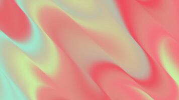 Abstract animated background with holographic liquid waves. A seamless looping motion graphics featuring a soft, flowing gradient in vibrant red, green, and cyan video