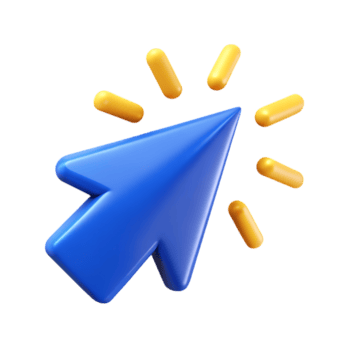 blauw cursor klikken met geel vonken wijzend op actie en wisselwerking Aan een digitaal koppel transparant achtergrond png