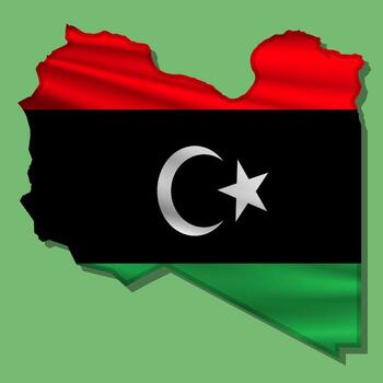 flag Libya in the form of a map vector