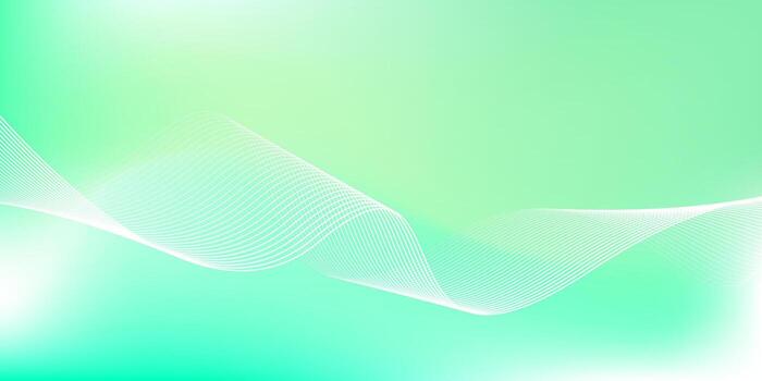 Abstract green and white gradient background with glowing wavy line. vector
