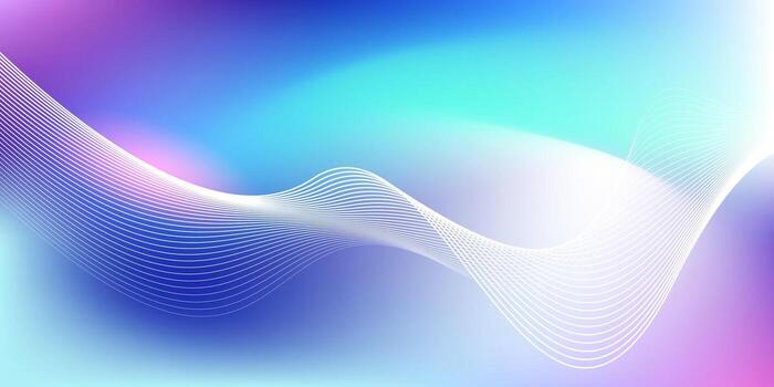 Abstract blue gradient background with shining lines waves. Minimalist background for banner poster. vector