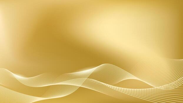 lujo dorado amarillo antecedentes con brillante línea ondas. lujo suave oro degradado antecedentes. vector