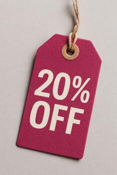 20 off tag with 20 off price tag on white background photo