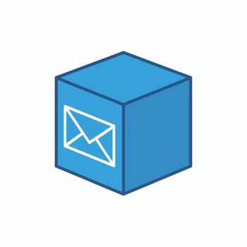 Isometric Blue Cube with White Email Envelope Icon for Digital Mail Delivery Concept vector