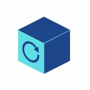 Isometric Cube Icon with Reload or Recycle Symbol on White Background vector