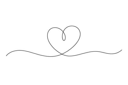 Minimalist single line drawing of a heart shape formed by a continuous flowing ribbon with subtle texture on a white background vector