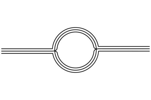 Abstract minimalist graphic design featuring a symmetrical oval loop with parallel lines extending horizontally on a clean white background vector