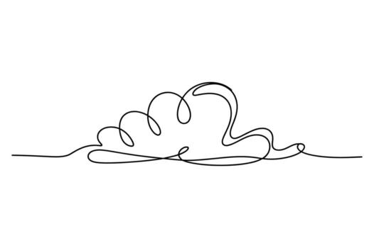 minimalista soltero línea dibujo de un mullido nube forma con un continuo fluido línea en un blanco antecedentes vector