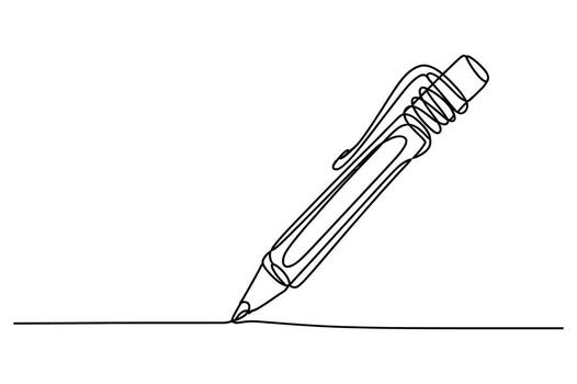 Minimalist continuous line drawing of a mechanical pencil writing on a blank white surface vector