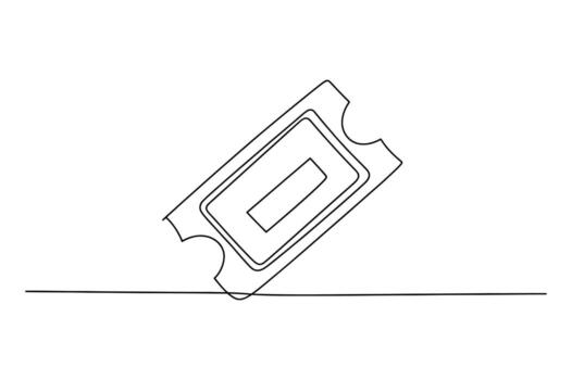 Simple line art drawing of a single ticket on a white background representing entry or access vector