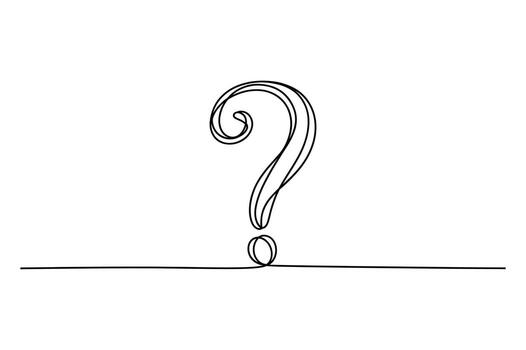 Minimalist single line drawing of a question mark symbol on a white background representing curiosity and inquiry vector