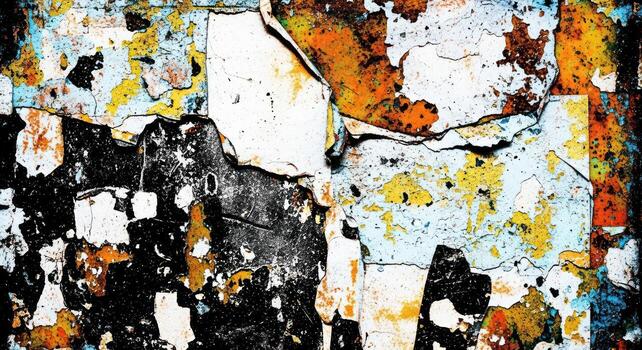 Abstract painting of a wall with peeling paint photo