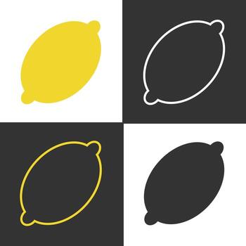 Colorful line icons of lemons are prominently displayed in a bold grid pattern. The design showcases yellow and white lemons against contrasting backgrounds, perfect for various design uses. vector