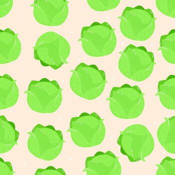 Cabbage vegetable repeating pattern on light background vector