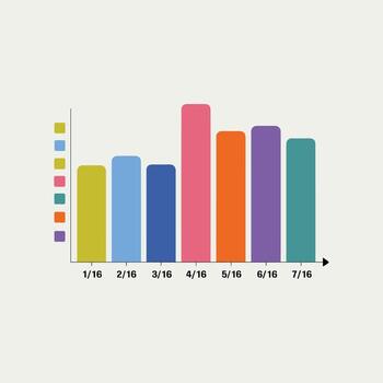 Colorful Bar Chart With Dates And Legend On Light Background. vector