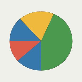 Pie Chart With Five Colorful Segments On Light Background. vector
