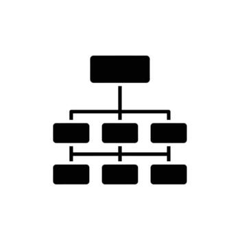 Organization Chart Icon Black Silhouette - Business Structure and Hierarchy, simple vector
