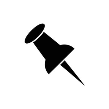 Black Pushpin Icon Isolated on White Background, Simple Graphic, graphic design element vector