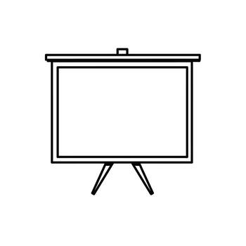Simple Line Drawing of a Presentation Whiteboard on a Stand, diagram vector
