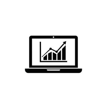 Laptop with Upward Trend Bar and Line Graph Icon - Business Growth and Analytics, analysis vector