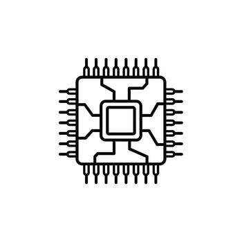 Computer Microchip Icon - Illustration of a CPU Processor, central processing unit vector