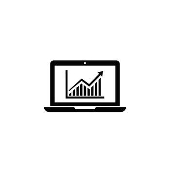 Laptop with Upward Trend Graph Icon - Business Growth and Analytics, development vector