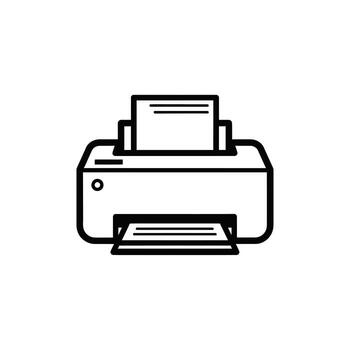 Printer Icon - Simple Line Art of a Device Printing Documents, workflow vector
