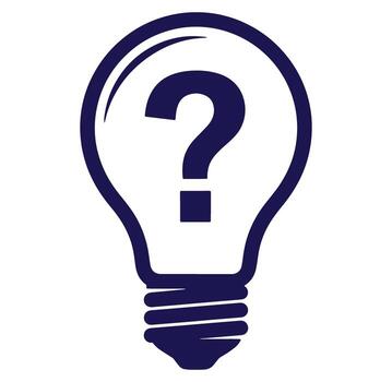 Illustration of an idea and question mark symbol inside a light bulb design vector