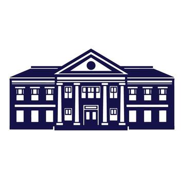 Architectural illustration of a classic government building design with columns and windows in navy vector