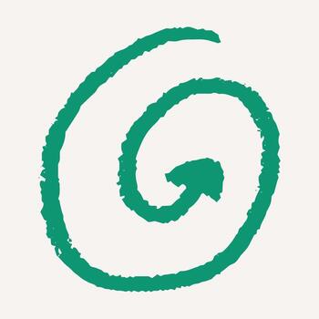 Hand drawn abstract figure, arrow using crayon and charcoal mix. Primitive geometric shape in fun irregular form. Doodle squiggle. vector