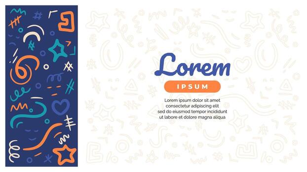 Modern doodle background template. Colorful abstract hand drawn shapes banner vector