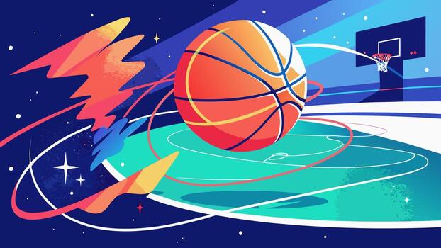 ilustración resumen baloncesto acción con explosivo energía y dinámica líneas vector