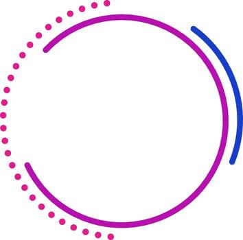 Modern circular frame with purple and pink gradient lines accented by white dotted pattern, designed in minimalist with empty space for text or photo composition. vector