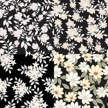 four different floral patterns on black and white vector