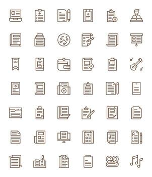 42 regular línea íconos diseñado para notas en alto resolución píxel optimizado formato vector