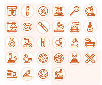 Microscope Icon Toolkit featuring 28 Editable Retina Ready Bold Line elements vector