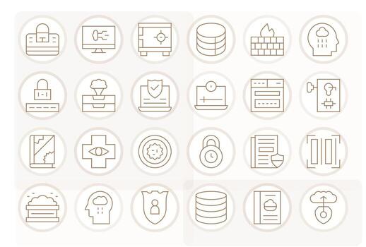 24 íconos inspirado por datos seguridad en monitor Perfecto alto resolución Delgado línea calidad vector