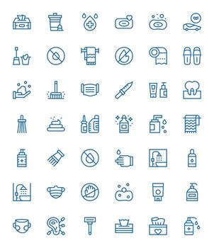 42 Regular Line Editable Icons for Hygiene Graphics vector