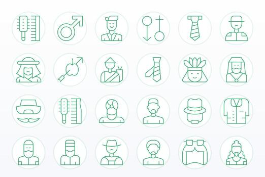 24 High Resolution Thin Line Icons optimized for Man Grid Fitted display vector