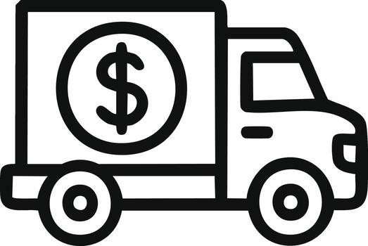 A simple icon of a box with a money symbol. vector