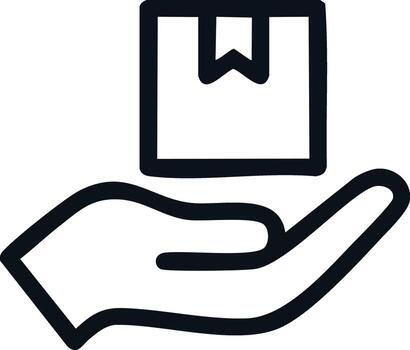 A minimalist icon of a package with a hand. vector
